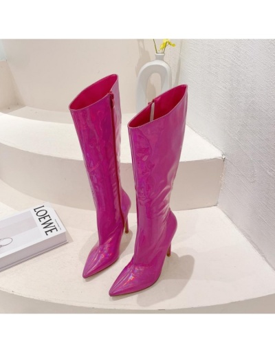 Replica  PU Pure Color Reflective Women's High Heel Boots #801076 $95.20 USD for Wholesale