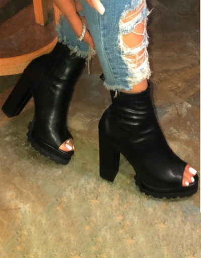 New Black High Heels Ankle Boots  #801078 $53.03 USD, Wholesale Fashion Boots