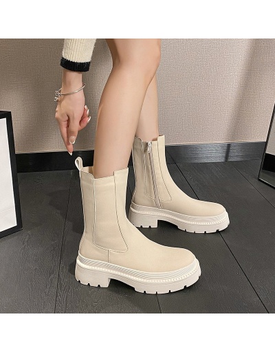 Street Zip Chunky Mid Calf Boots #801083 $71.12 USD, Wholesale Fashion Boots