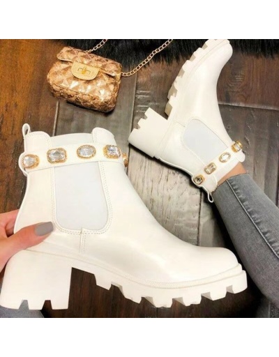 Tie Dye Zircon Chunky Boots For Women #801086 $66.64 USD, Wholesale Fashion Boots