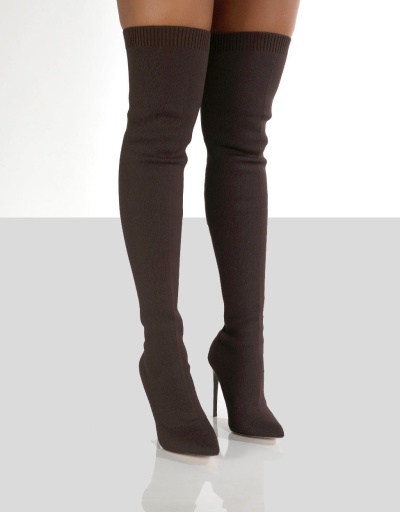 Replica Fashionable Solid Thin Heels Over The Knee Boots #801087 $66.07 USD for Wholesale