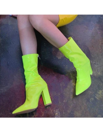 Replica New  Solid PU Mid Calf Boots Chunky High Boots #801088 $93.91 USD for Wholesale