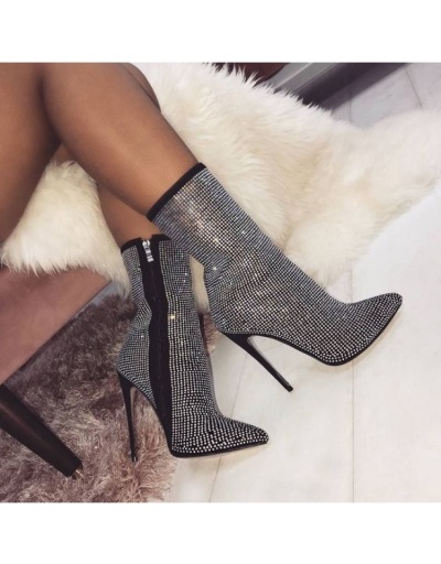 Replica  Sexy Rhinestone Pure Color Women's Boots #801090 $77.30 USD for Wholesale