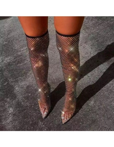 Replica  Sexy Rhinestone See Through Over The Knee Boots #801091 $103.68 USD for Wholesale