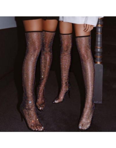 Replica  Sexy Rhinestone See Through Over The Knee Boots #801091 $103.68 USD for Wholesale