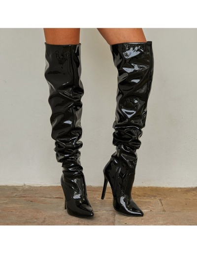 Replica  Patent Leather Pointed Stiletto High Boots #801094 $81.74 USD for Wholesale