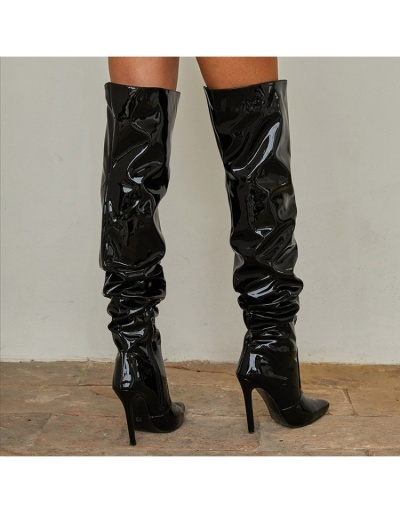 Replica  Patent Leather Pointed Stiletto High Boots #801094 $81.74 USD for Wholesale