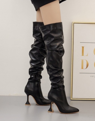 Chic Ruched Goblet Heel Womens Boots #801100 $89.65 USD, Wholesale Fashion Boots