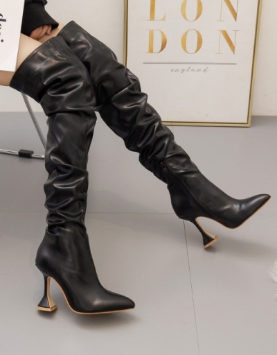 Replica Chic Ruched Goblet Heel Womens Boots #801100 $89.65 USD for Wholesale