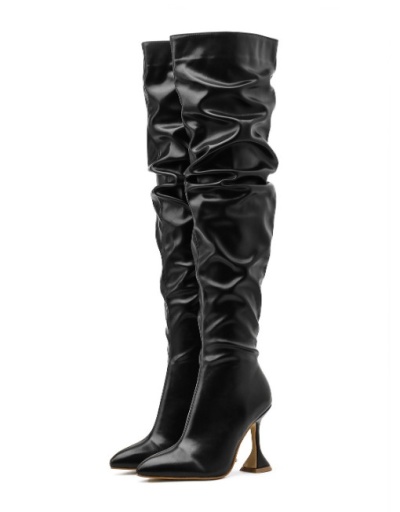 Replica Chic Ruched Goblet Heel Womens Boots #801100 $89.65 USD for Wholesale