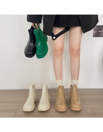 Replica  Women's PU Pure Color Chunky Boots #801101 $61.36 USD for Wholesale