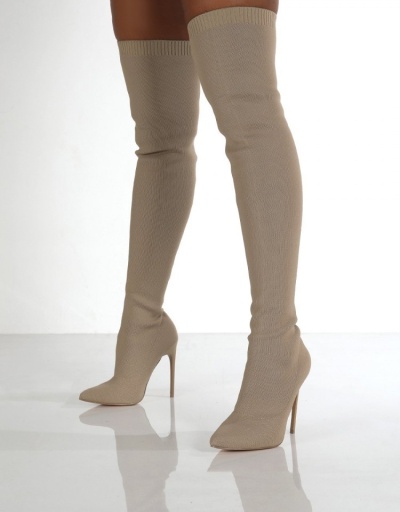 Replica Stylish Solid Over The Knee Stiletto  High Boots #801103 $60.51 USD for Wholesale