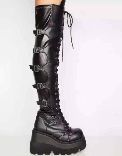 Street Trendy Cool Black Over The Knee Boots #801107 $90.88 USD, Wholesale Fashion Boots