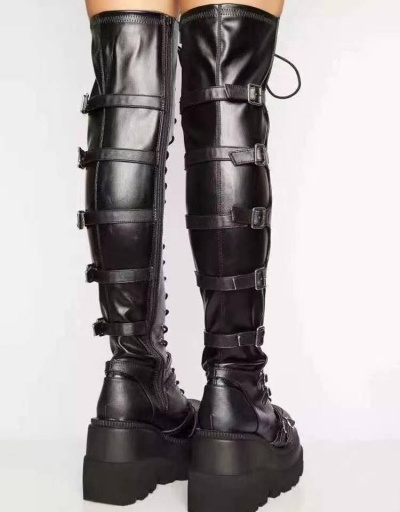 Replica Street Trendy Cool Black Over The Knee Boots #801107 $90.88 USD for Wholesale