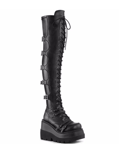 Replica Street Trendy Cool Black Over The Knee Boots #801107 $90.88 USD for Wholesale