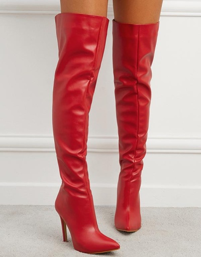 Replica Trendy Street Cool Solid Color Over The Knee Boots #801108 $96.38 USD for Wholesale