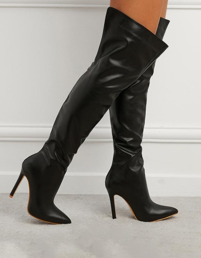 Replica Trendy Street Cool Solid Color Over The Knee Boots #801108 $96.38 USD for Wholesale