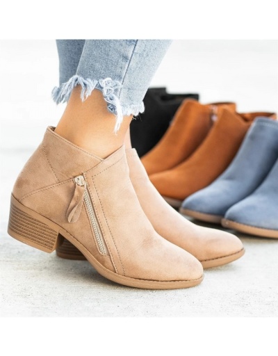 Replica 2022 Solid Suede Zipper Short Boots #801110 $31.44 USD for Wholesale