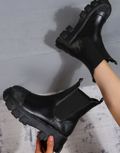 Replica Fashion Wedge Round Toe Chelsea Boots #801111 $53.65 USD for Wholesale