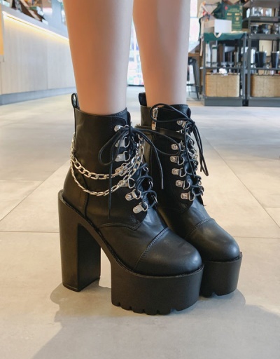 New Chain Patch High Heels Boots  #801114 $93.18 USD, Wholesale Fashion Boots