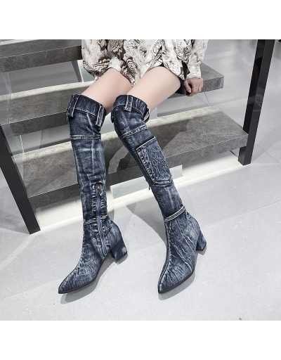 Denim Cloth Stylish Over The Knee Heel Boots  #801117 $82.19 USD, Wholesale Fashion Boots