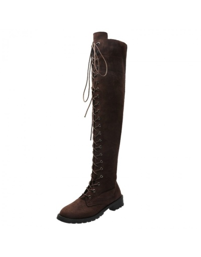 Replica Ladies Lace Up Velvet Over The Knee Boots  #801119 $65.29 USD for Wholesale