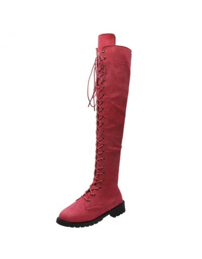 Replica Ladies Lace Up Velvet Over The Knee Boots  #801119 $65.29 USD for Wholesale