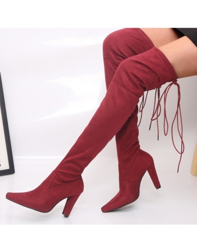 Winter Velvet Chunky  Over The Knee Heel Boots  #801120 $63.48 USD, Wholesale Fashion Boots