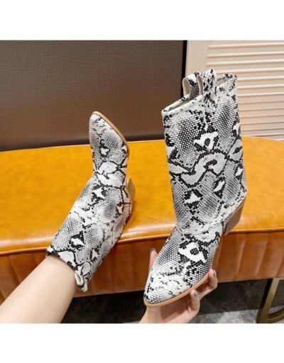 Replica  Snake Print Chunky Mid-heel Boots #801123 $78.60 USD for Wholesale