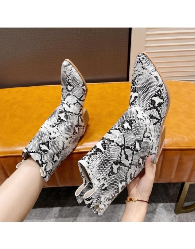 Replica  Snake Print Chunky Mid-heel Boots #801123 $78.60 USD for Wholesale