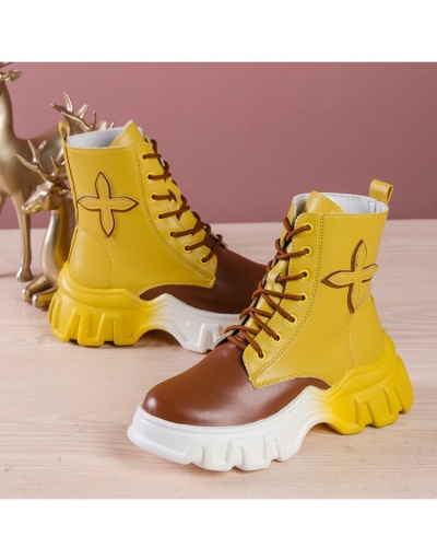 Color Blocking Designer Lace Up Ankle Boots  #801124 $75.58 USD, Wholesale Fashion Boots