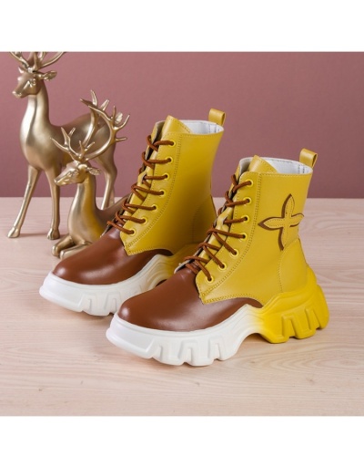 Replica Color Blocking Designer Lace Up Ankle Boots  #801124 $75.58 USD for Wholesale