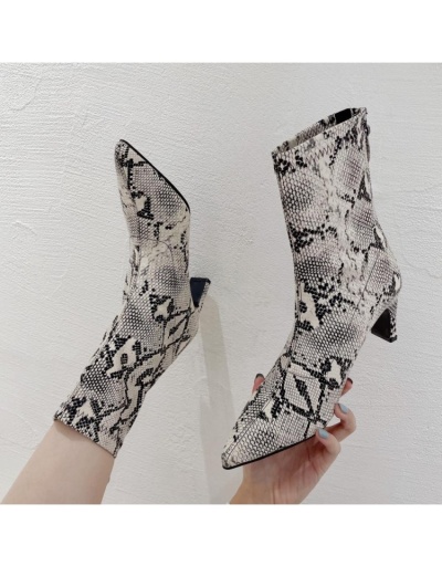 Replica Snake Printed Pointed  Zip Heel Boots #801125 $74.83 USD for Wholesale