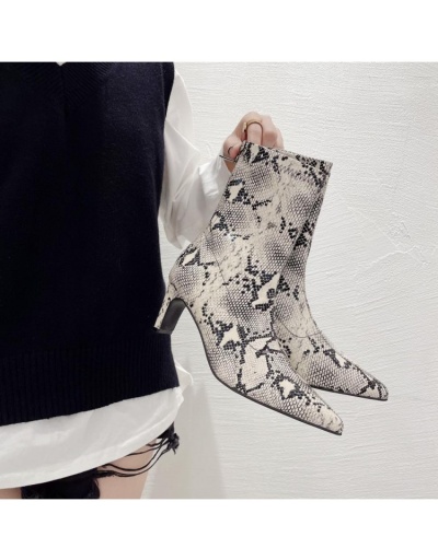 Replica Snake Printed Pointed  Zip Heel Boots #801125 $74.83 USD for Wholesale