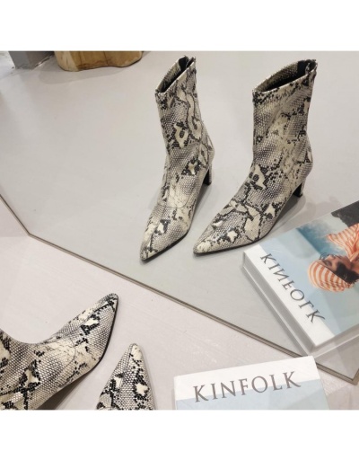 Replica Snake Printed Pointed  Zip Heel Boots #801125 $74.83 USD for Wholesale