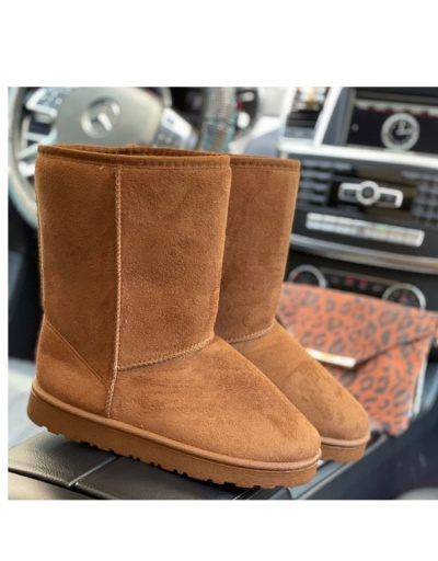 Replica Pure Color Slip On Women Mid Calf Boots #801130 $42.48 USD for Wholesale