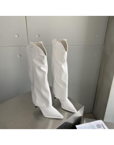 Replica Spring White Stiletto  High  Heel Boots #801135 $109.16 USD for Wholesale