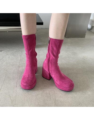 Replica Easy Matching Solid Chunky High Boots #801137 $113.32 USD for Wholesale