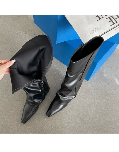 Replica Ladies Black Pointed  Zipper Up High Boots #801138 $95.68 USD for Wholesale