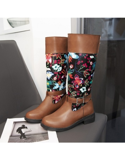 Replica Flower Embroidery  Vintage Mid Calf Boots #801144 $49.06 USD for Wholesale