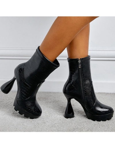 Replica Alligator Pattern Black Street Trendy High Boots #801150 $86.22 USD for Wholesale