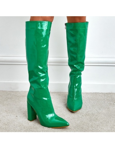 Street Solid Zipper Chunky High Boots #801152 $83.41 USD, Wholesale Fashion Boots