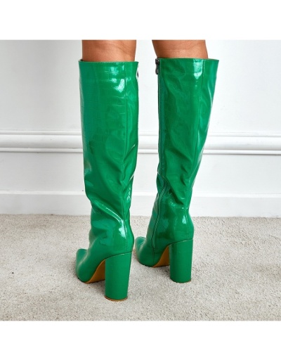 Replica Street Solid Zipper Chunky High Boots #801152 $83.41 USD for Wholesale