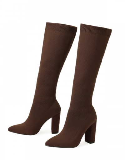 Replica Fall Pure Color Chunky Knee Length High Boots #801159 $87.20 USD for Wholesale