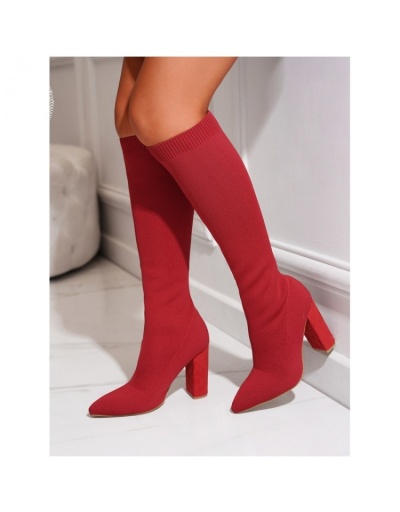 Replica Fall Pure Color Chunky Knee Length High Boots #801159 $87.20 USD for Wholesale