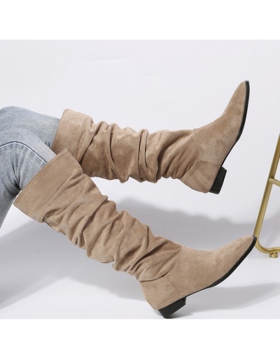 Replica  2022 Round Toe Suede Women's Mid Calf Boots #801165 $40.74 USD for Wholesale