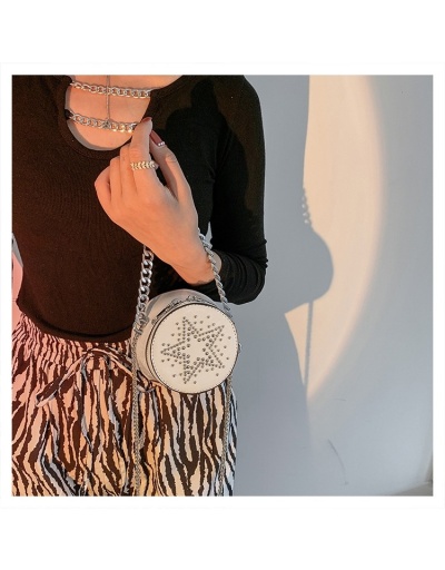 Replica Casual White Rivet Chain Round Shoulder Bags #801193 $35.00 USD for Wholesale