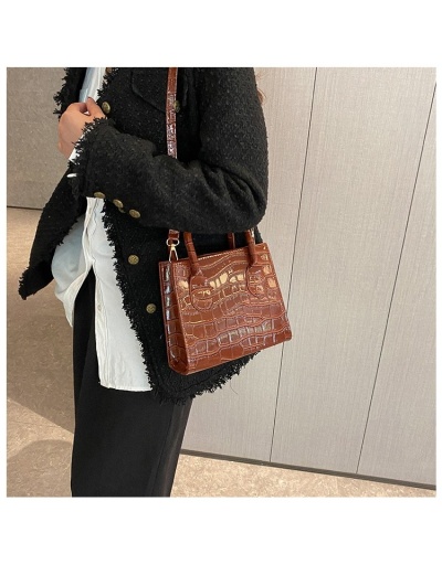  Stone Pattern PU Solid Ladies Shoulder Handbag #801222 $20.00 USD, Wholesale Fashion Satchels