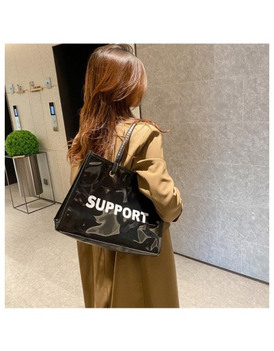 Black Letter PU Shoulder Tote Bags #801302 $38.04 USD, Wholesale Fashion Handbags