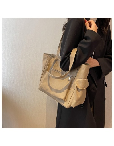 Canvas Solid Pockets Versatile Tote Bags #801313 $19.96 USD, Wholesale Fashion Handbags